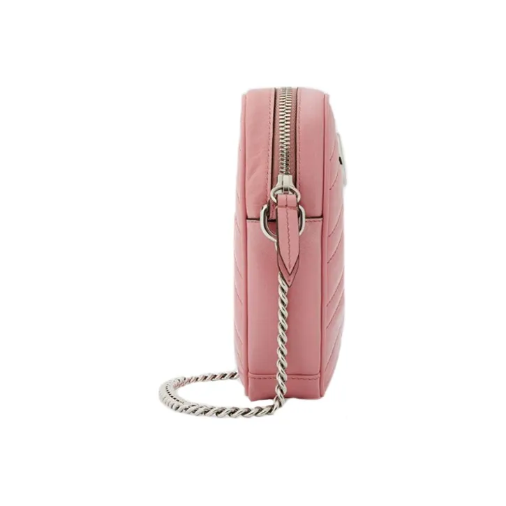 GUCCI Marmont Quilting Leather Cell Phone Pouch Chain Bag Crossbody Bag Shoulder Bag Women's Pink Candy Color Unicorn-3