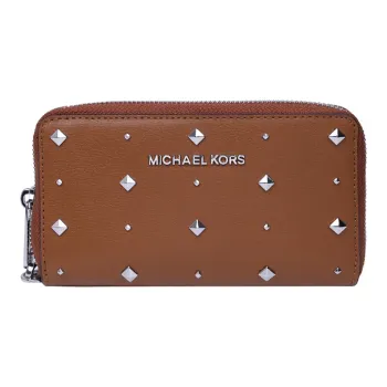 MICHAEL KORS Jet Set Travel Leather Clutches Wallets Women's Brown