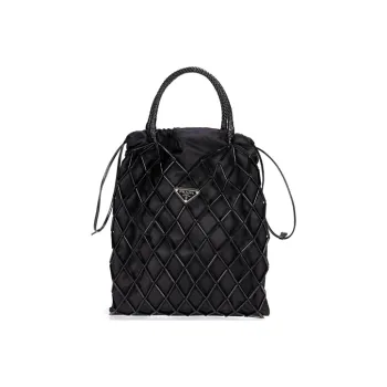 PRADA Nylon Fabric Bucket Bag Handbag Women's Black