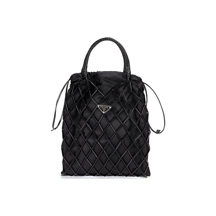 PRADA Nylon Fabric Bucket Bag Handbag Women's Black-0