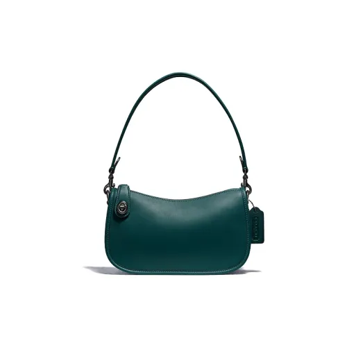 COACH Swinger Leather Shoulder Bag Crossbody Bag Casual Mahjong Bag Women's Jungle Green