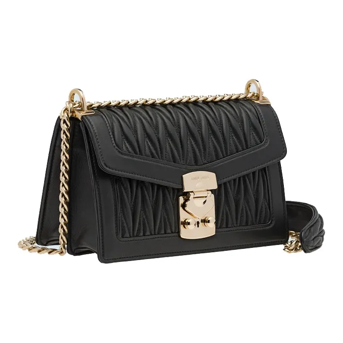MIU MIU Confidential Sheepskin Envelope Bag, Crossbody Bag, Shoulder Bag Women's Black-1
