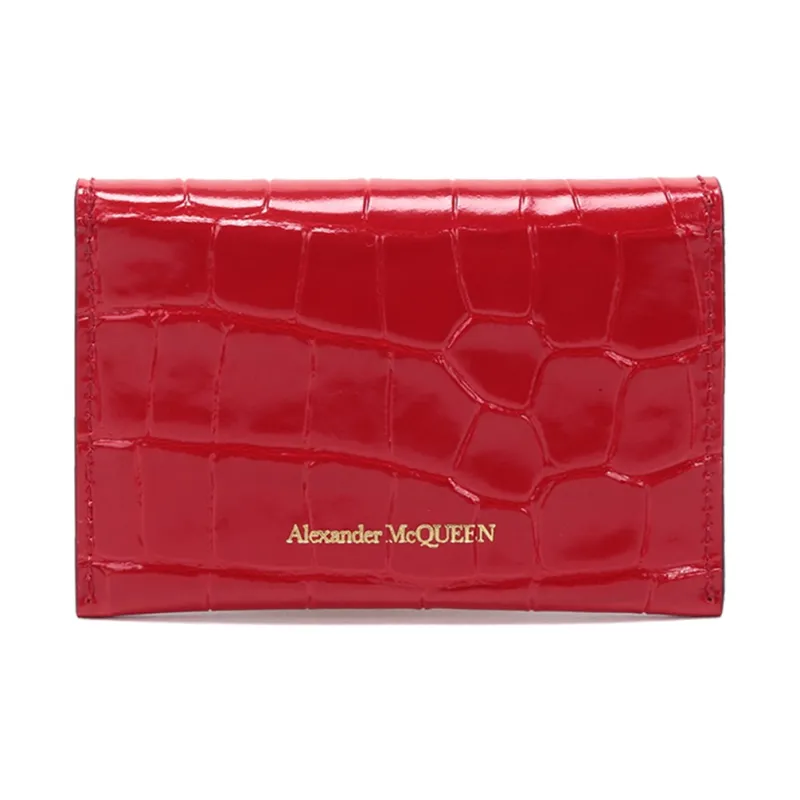 Alexander McQueen Leather Card Holder Card Holder Women's Red-3
