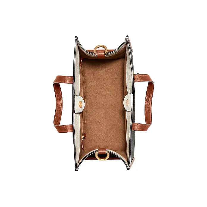 COACH Field Cow Leather Shoulder Bag, Crossbody Bag, Handbag Tubas Women's Dark Brown & White-1