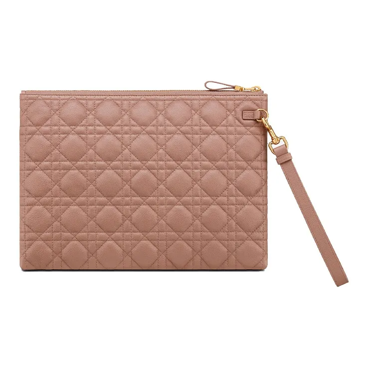 DIOR Caro Cow Leather Coin Purse Clutch Women's Rose Pink-1