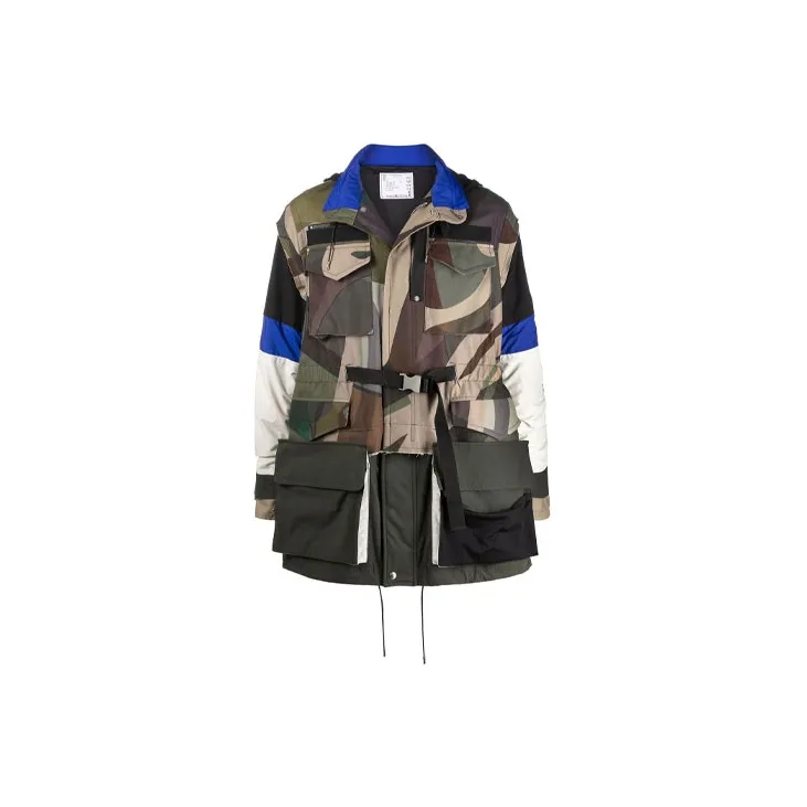 Sacai Camouflage print Hooded Coat-1