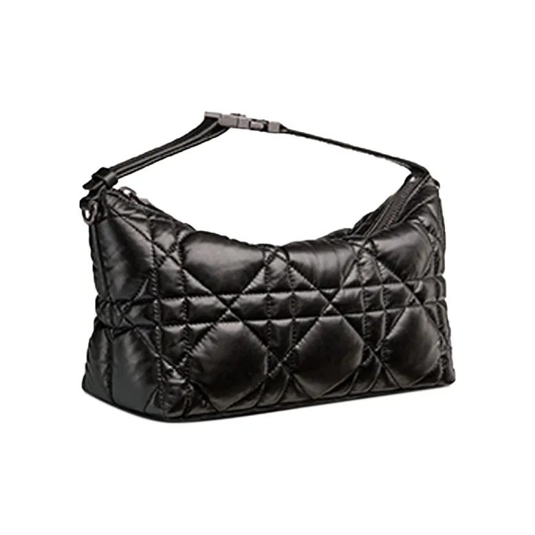 DIOR Cow Leather Clutch Medium Size Women's Black Silver-1