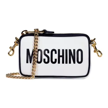 MOSCHINO Cow Leather Small Square Bag Shoulder Bag Mini Women's White