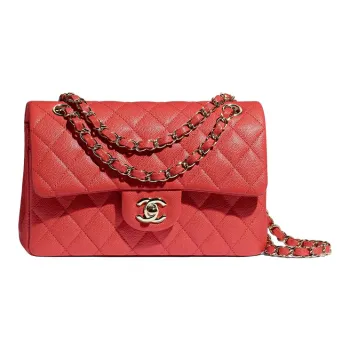 CHANEL Classic Flap CF Cow Leather With Metal Chain Bag Shoulder Bag Women's Red