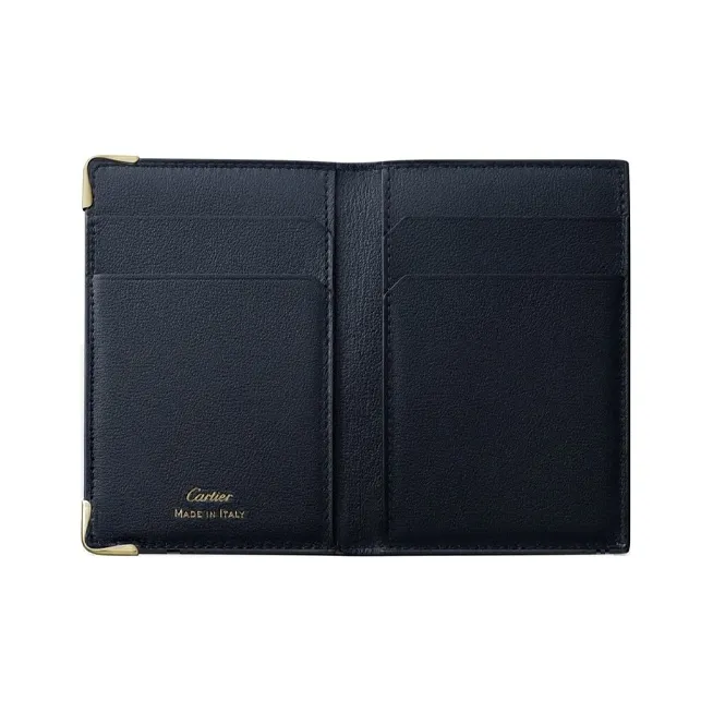 CARTIER Must De Cartier Leather Clip Card Holder Women's Midnight Blue-2