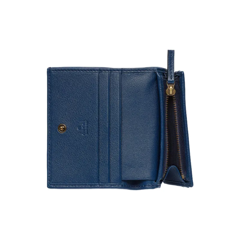 GUCCI Diana Leather Card Holder, Wallet Women's Blue-3