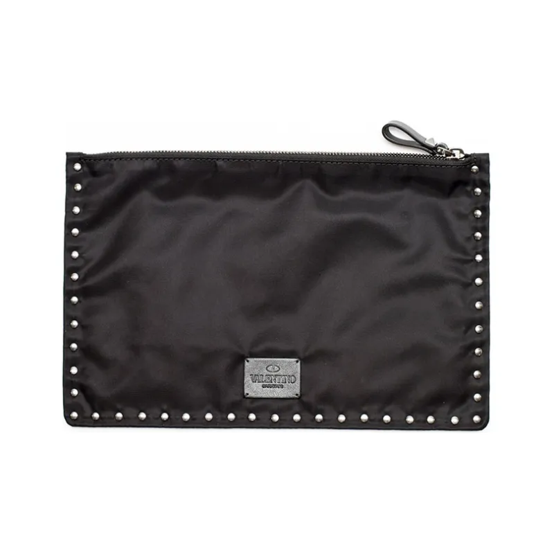 Valentino Nylon Coin Purse Clutch Regular Men's Black-0