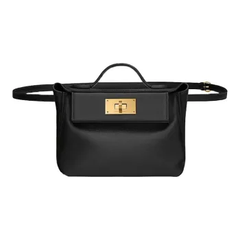 HERMES 24/24 Volupto Swift Leather Fanny Pack Handbag Shoulder Bag Crossbody Bag Mini Women's Black