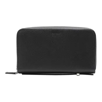 PRADA Leather Wallets Clutches Men's Black