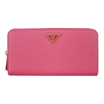 PRADA Cow Leather Clutches Wallets Women's Rose Red