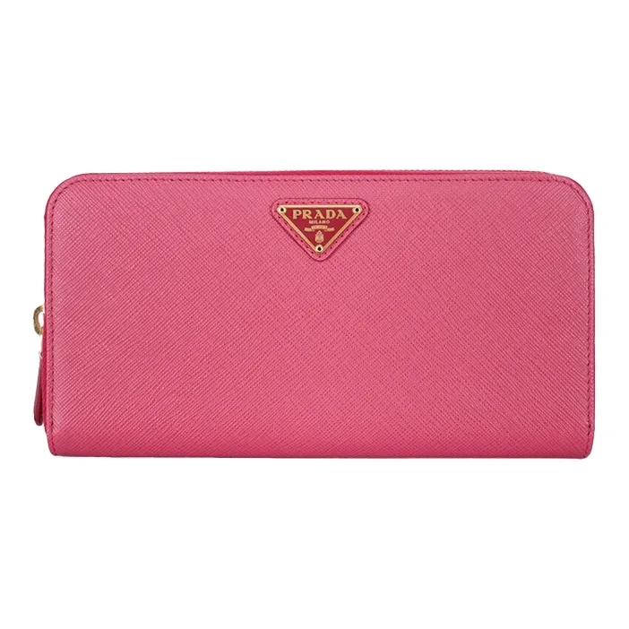 PRADA Cow Leather Clutches Wallets Women's Rose Red-0