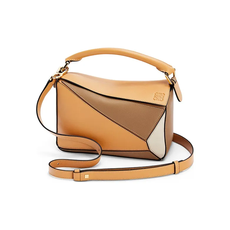LOEWE Puzzle Calfskin Puzzle Bag Crossbody Bag Shoulder Bag Small Size Women's Warm Sand Brown-1
