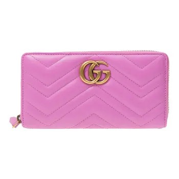 GUCCI Marmont Quilting Leather Wallet Women's Fuchsia