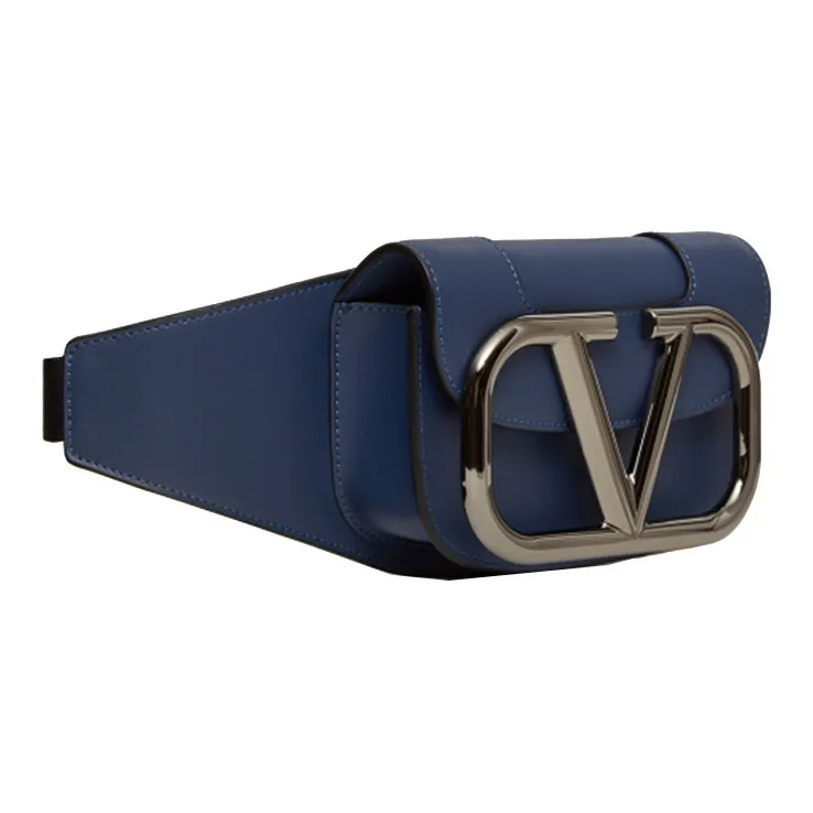 Valentino Cow Leather Fanny Pack Men's Lake Blue-1