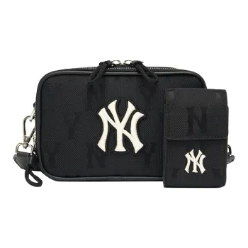 MLB New York Yankees Nylon Fabric Combo Bag, Camera Bag, Shoulder Bag, Crossbody Bag Regular Unisex Black