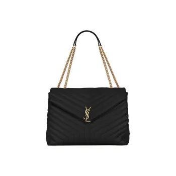 SAINT LAURENT Quilting Leather Shoulder Bag Crossbody Bag Handbag Large Size Women's Black
