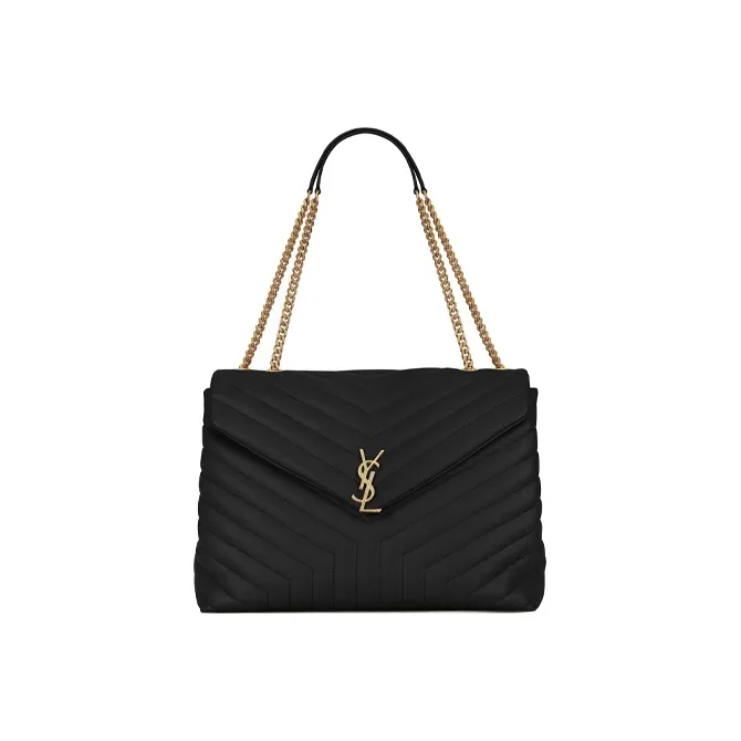SAINT LAURENT Quilting Leather Shoulder Bag Crossbody Bag Handbag Large Size Women's Black-0