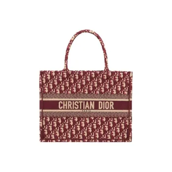 DIOR BookTote Canvas Canvas Bag Shoulder Bag Crossbody Bag Handbag Medium Size Women's Burgundy
