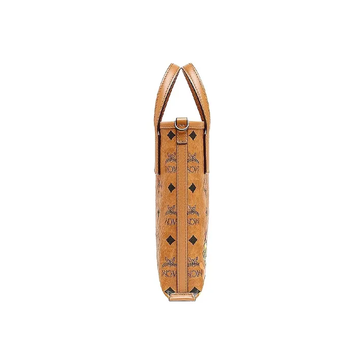MCM SAMBYPEN Visetos Leather Cell Phone Pouch, Shoulder Bag, Crossbody Bag Small Size Unisex Brown Cognac Monogram-1