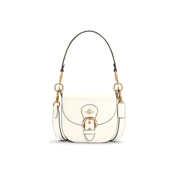 COACH Kleo Leather Saddle Bag Crossbody Shoulder Bag Women's White