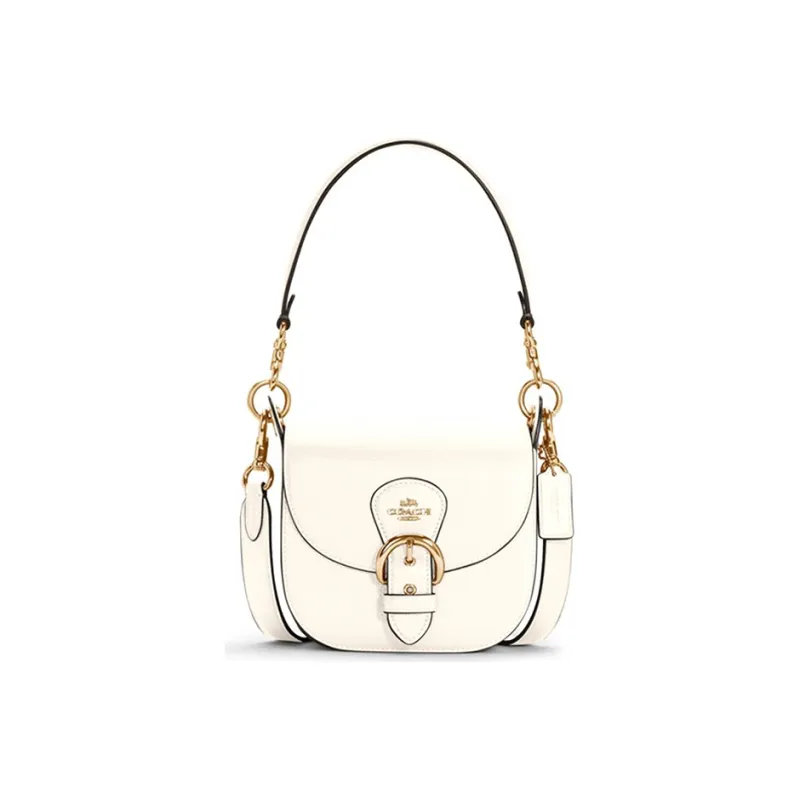 COACH Kleo Leather Saddle Bag Crossbody Shoulder Bag Women's White-0