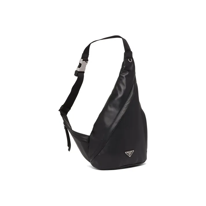 PRADA Leather Backpack Crossbody Bag Men's Black-2
