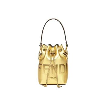 FENDI Mon Tresor Calfskin Bucket Bags Shoulder Bag Crossbody Bag Handbag Mini Women's Gold