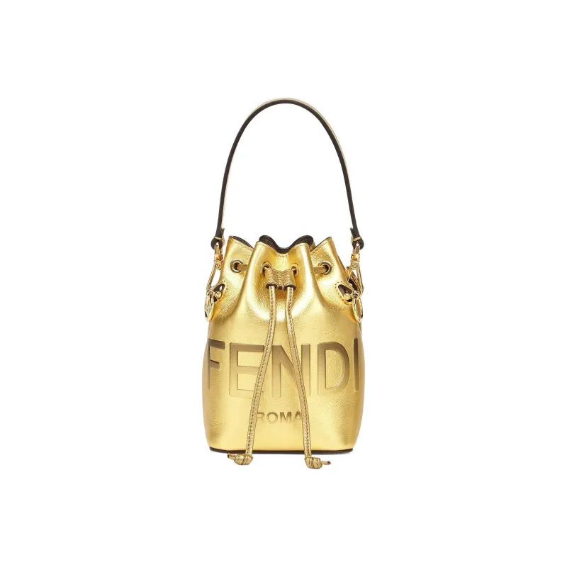 FENDI Mon Tresor Calfskin Bucket Bags Shoulder Bag Crossbody Bag Handbag Mini Women's Gold-0