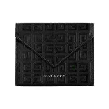 GIVENCHY 4G Cow Leather Card Holder Money Clip Coin Purse Unisex Black