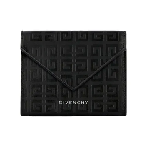 GIVENCHY 4G Cow Leather Card Holder Money Clip Coin Purse Unisex Black