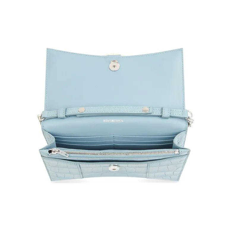 Balenciaga Hourglass Cow Leather Wallet Women's Blue-1