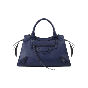 Balenciaga Grained Calfskin Handbag Women's Dark Blue