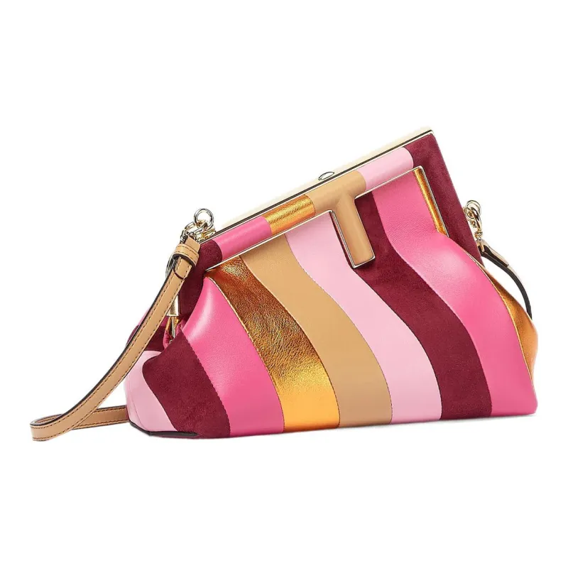 FENDI Fendi First Lambskin Clutches Shoulder Bag Crossbody Bag Small Size Women's Fuchsia/Multicolor-1