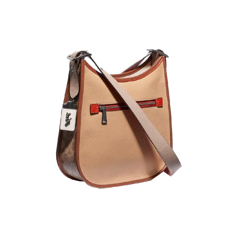 COACH Emery Canvas With Leather Shoulder Bag, Crossbody Bag Large Size Women's White & Multicolor-1
