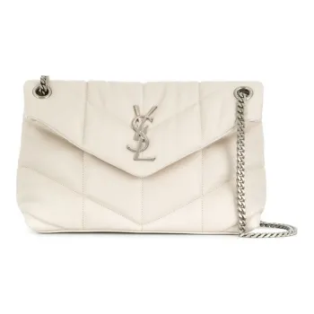 SAINT LAURENT LOULOUPUFFER Quilting Lambskin Cloud Bag, Pillow Bag, Crossbody Bag, Shoulder Bag Women's White