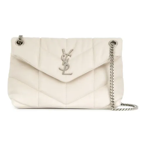 SAINT LAURENT LOULOUPUFFER Quilting Lambskin Cloud Bag, Pillow Bag, Crossbody Bag, Shoulder Bag Women's White