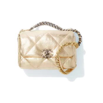 CHANEL 19Bag Lambskin Chain Shoulder Bag, Crossbody Bag Women's Gold