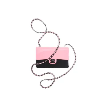 CHANEL 21K Winter Resin Shoulder Bag, Crossbody Bag Mini Women's Light Pink & Black