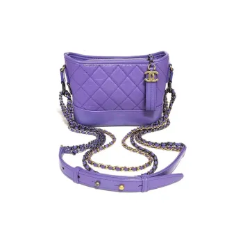 CHANEL Gabrielle Calfskin Hobo Bag Handbag Shoulder Bag Crossbody Bag Small Size Women's Purple
