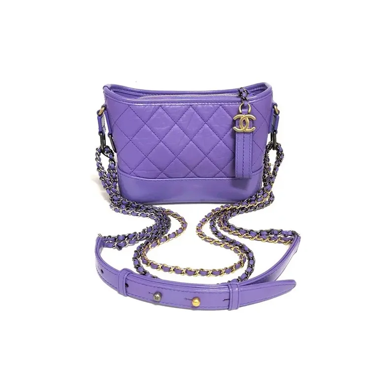 CHANEL Gabrielle Calfskin Hobo Bag, Handbag, Shoulder Bag, Crossbody Bag Trumpets Women's Purple-0