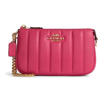 COACH Leather Mahjong Shoulder Bag Clutch Small Size Women's Pink