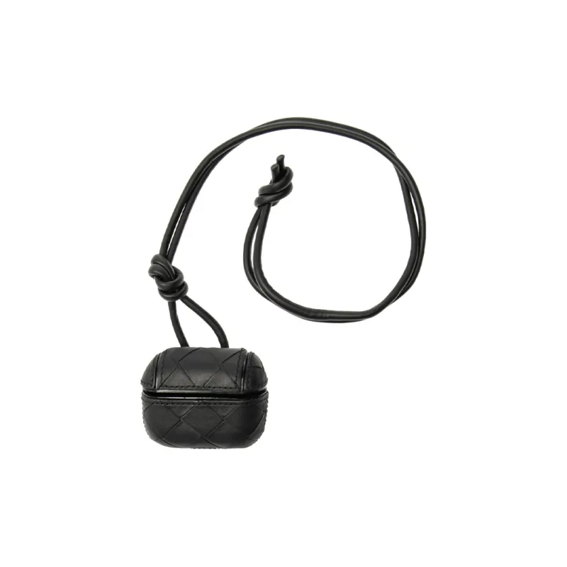 Bottega Veneta Nappa Leather Earphone Case Unisex Black-0