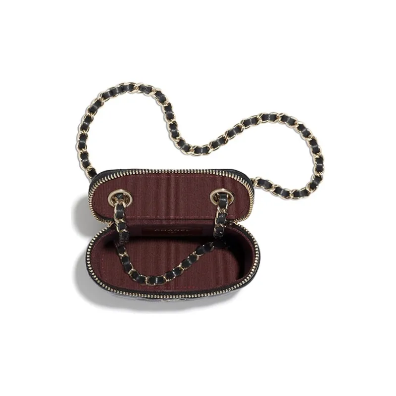 CHANEL Sheepskin Makeup Bag, Shoulder Bag, Crossbody Bag Mini Women's Black-2