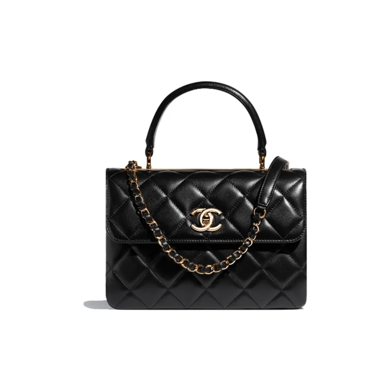 CHANEL Trendy Cc Sheepskin Shoulder Bag, Handbag Women's Black-0