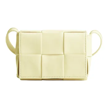 Bottega Veneta Waxed Leather Small Square Bag Shoulder Bag, Crossbody Bag Mini Women's Yellow